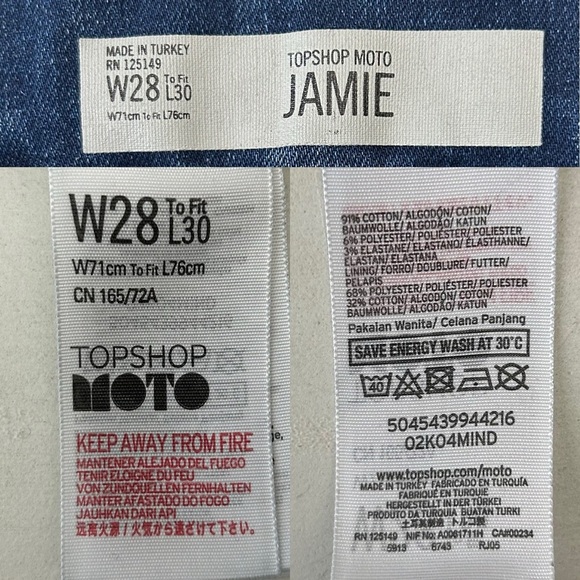 Topshop Jamie Skinny Jeans High Rise Ankle Length  Mid Indigo Blue Size 26 - Picture 6 of 15